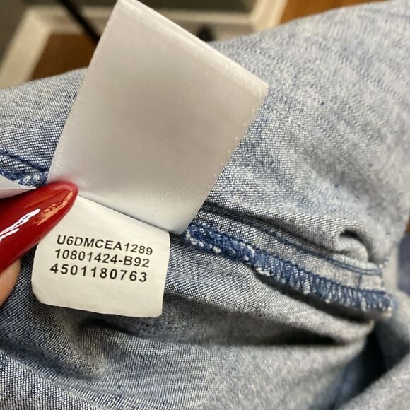 ANNE KLEIN Dress Blue Light Weight Denim Stretch Shift Pockets Pullover Classic - Picture 10 of 11